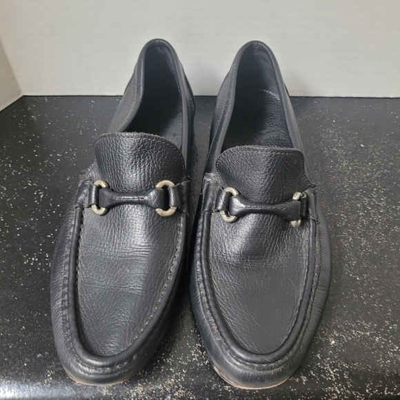 Sandrino Black Leather Horse Bit Loafers - Picture 2 of 8